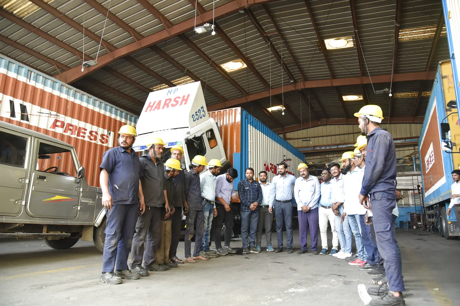Harsh Express drivers and crew together with the fleet